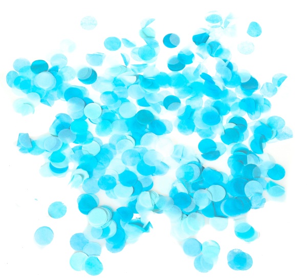 Die runden Seidenkonfetti in hellblauer Farbe. Ideal zum Dekorieren oder zum Basteln. Da die Confetti sehr leicht sind, können sie auch für Konfettiballone als Füllung verwendet werden. Beispielsweise bei Gender Reveal Babyshower Ballonen, um das Geschlec