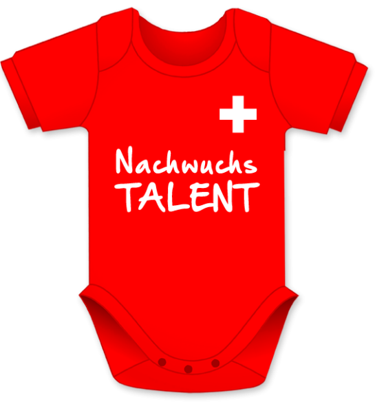 Nachwuchstalent Schweiz. Die lustigen Babybodies mit Spruch. Ein witziges Geschenk für Mädchen und Jungen, ob auf die Geburt, den Geburtstag oder zu Weihnachten. Textilien erfolgreich getestet auf Hautfreundlichkeit. Alle farbigen Babybody erhältlich in d