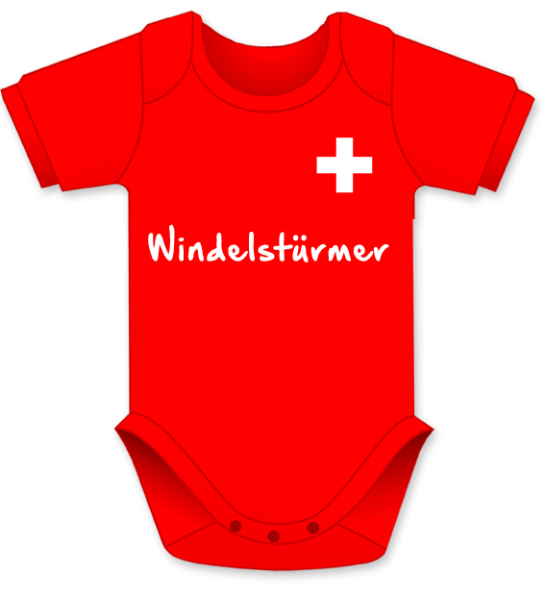 Windelstürmer. Die lustigen Schweizer Babybodies mit Spruch. Ein witziges Geschenk für Mädchen und Jungen, ob auf die Geburt, den Geburtstag oder zu Weihnachten. Textilien erfolgreich getestet auf Hautfreundlichkeit. Alle farbigen Babybody erhältlich in d