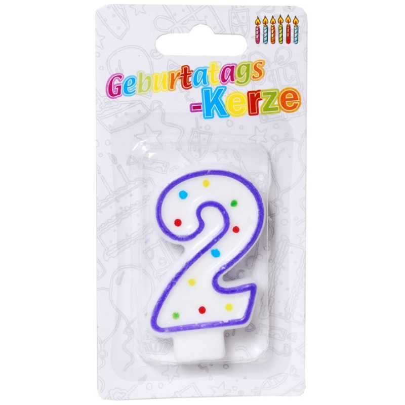 Geburtstag Kerze Zahl 2. Geburtstagszahlen für auf den Kuchen oder auf die Torte. Jede Zahl hat einen Plastik-Stil. Ideal für in den Geburtstagskuchen oder die Geburtstagstorte. Weil Kerzen zu jeder Geburtstagsparty einfach dazugehört. Ob bei einem Kinder