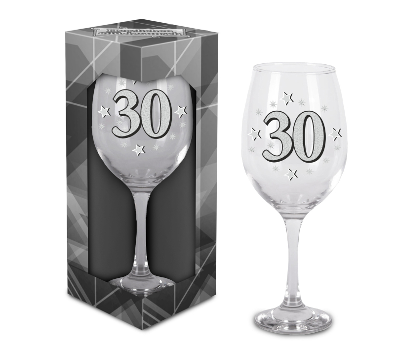 Happy Birthday zum 30. Geburtstag. Das grosse Weinglas oder Cocktailglas zum Geburtstag oder zum Jubiläum. Mit diesen Weingläsern feierst Du an der Geburtstagsparty stilgemäss und mit viel Glitzer und Glamour den runden Geburtstag. Das grosse Trinkglas is