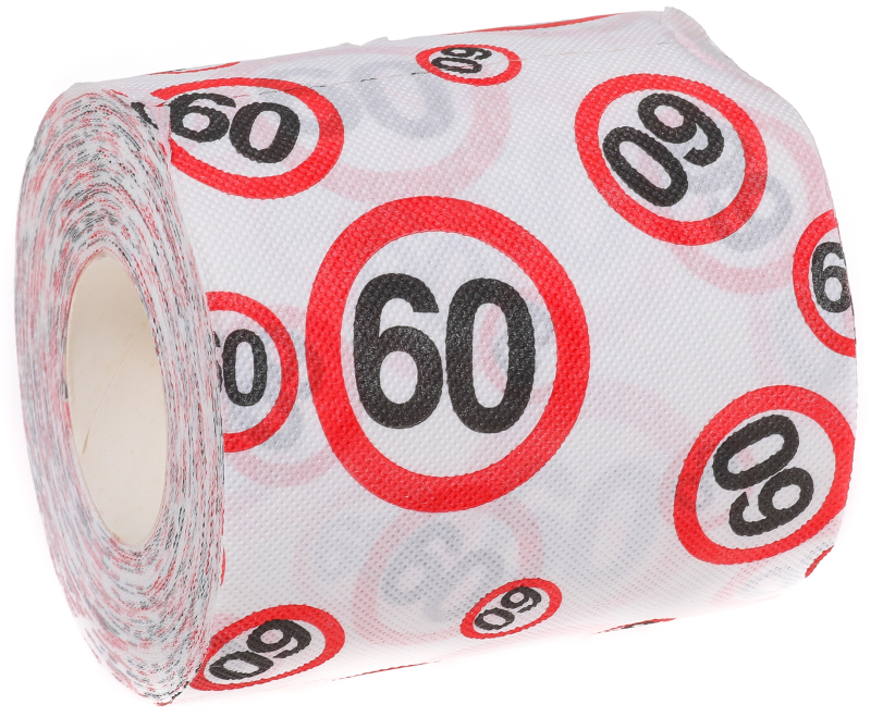 Happy Birthday! Das bedruckte Toilettenpapier auf den 60. Geburtstag ist ein lustiges Geschenk. Eine Rolle Klopapier ist die perfekte Überraschung! Kann auch als Dekoration verwendet werden. Kann ergänzt werden mit anderen Produkten aus der beliebten Seri