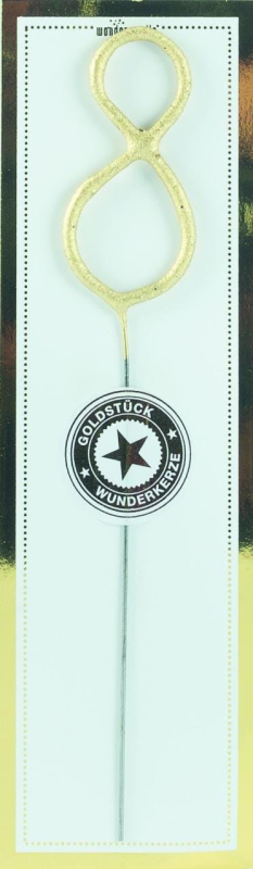 Die goldene Wunderkerze mit der Zahl 8. Lass die Funken sprühen zum Geburtstag. Mit dieser Geburtstagskerze kannst du die Torte oder den Kuchen verzieren. Die beliebte Wondercandle ist ein echtes Goldstück. Kombiniere deine Ziffern frei. Dies Tortenkerzen