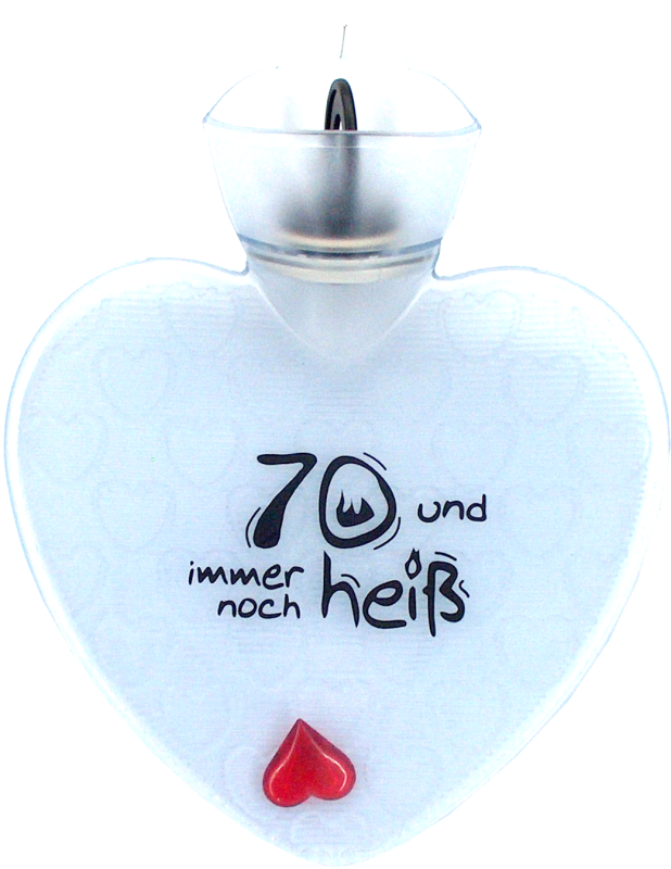 70 und immer noch heiss. Optimal zum Schenken zum 70. Geburtstag. Happy Birthday. Die Herz Wärmeflasche ist ein hochwertiges Qualitätsprodukt. Eine Bettflasche ist immer ein tolles Geschenk zum Valentinstag, Geburtstag, Weihnachten – eine