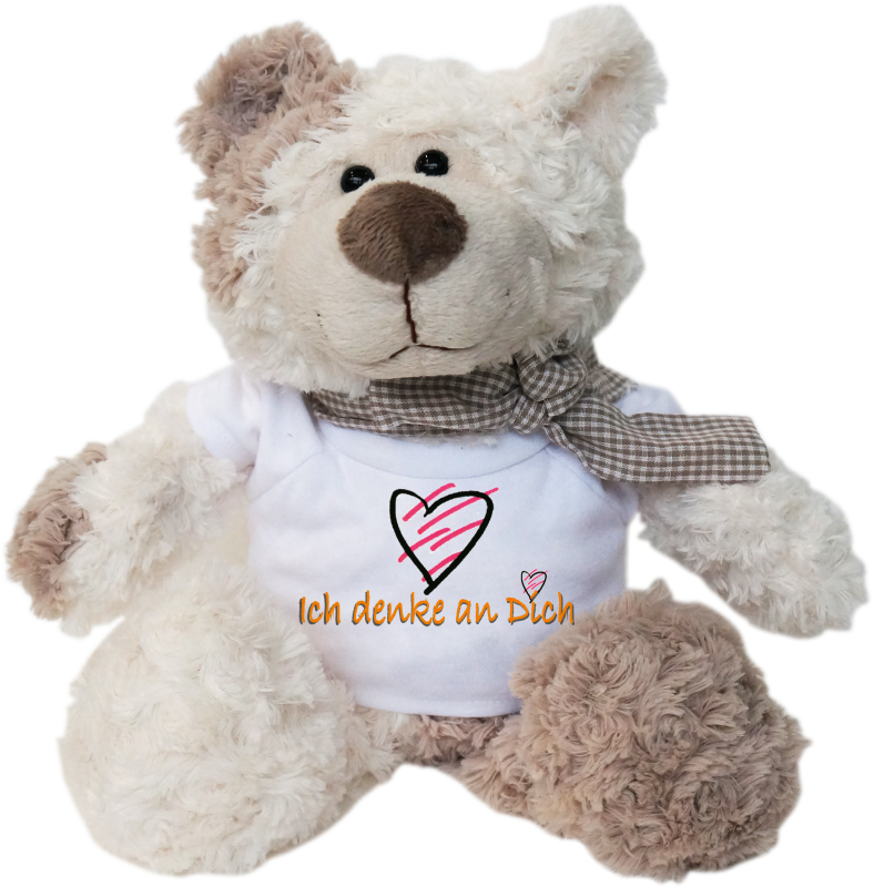 Ich denke an Dich. Felix ist der Bestseller. Der kuschelige Plüschbär ist richtig weich. Ein tolles Geschenk für jeden Anlass. Alle Teddybären tragen eine Schleife um den Hals. Dazu ein weisse Mini T-Shirt mit einem lustigen Spruch. Da