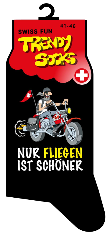 Spasssocken mit dem Spruch Nur fliegen ist schöner. Einheitsgrösse (41 – 46). Optimal als Geschenk für jeden Anlass.   