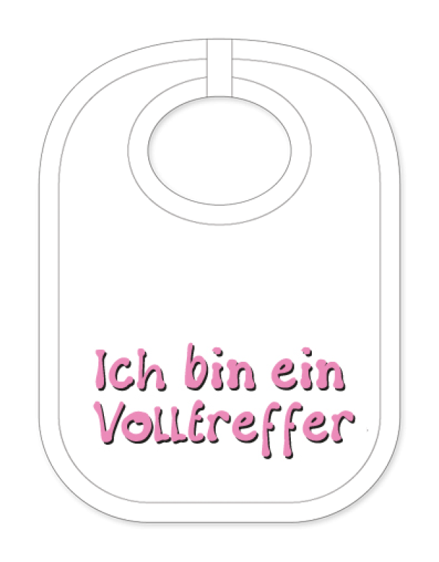 Babylätzli mit dem Spruch: Ich bin ein Volltreffer. Lustiger Latz für Babys und Kleinkinder. Ein tolles Geschenk für Neugeborene, für Eltern oder einfach zur Geburt, auf den Geburtstag oder zu Weihnachten. Die Lätze für Babie