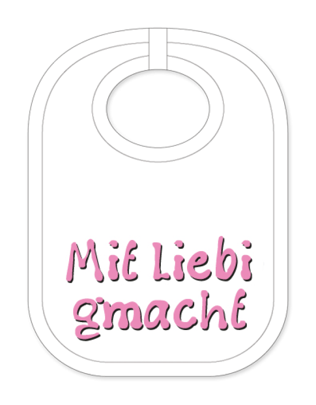 Babylätzli mit dem Spruch: Mit Liebi gmacht. Lustiger Latz für Babys und Kleinkinder. Ein tolles Geschenk für Neugeborene, für Eltern oder einfach zur Geburt, auf den Geburtstag oder zu Weihnachten. Die Lätze für Babies sind