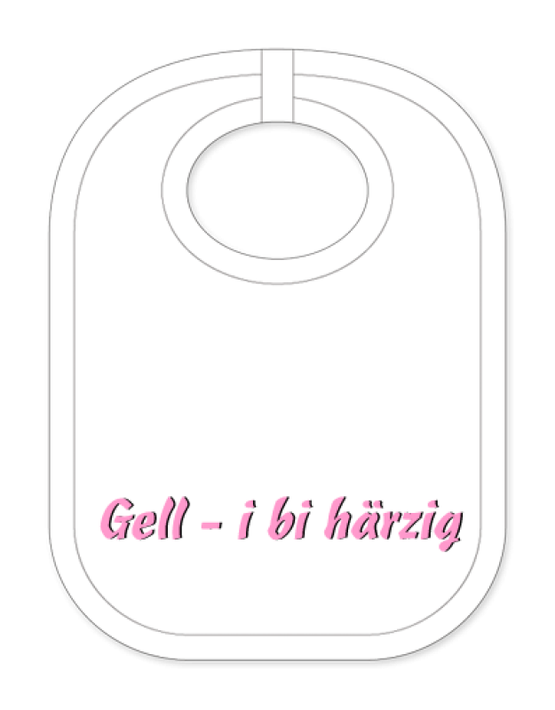 Babylätzli mit dem Spruch: Gäll i bi härzig. Lustiger Latz für Babys und Kleinkinder. Ein tolles Geschenk für Neugeborene, für Eltern oder einfach zur Geburt, auf den Geburtstag oder zu Weihnachten. Die Lätze für Ba