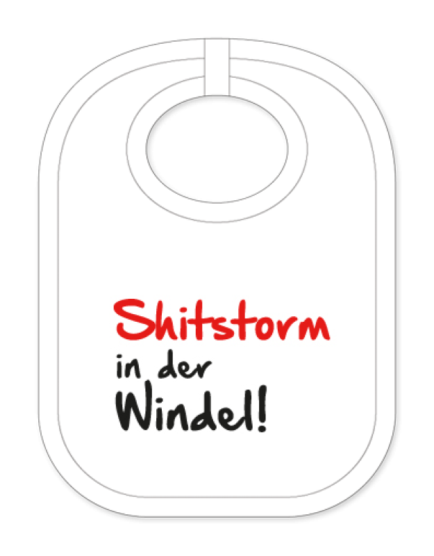 Babylätzli mit dem Spruch: Shitstorm in der Windel. Lustiger Latz für Babys und Kleinkinder. Ein tolles Geschenk für Neugeborene, für Eltern oder einfach zur Geburt, auf den Geburtstag oder zu Weihnachten. Die Lätze für Babie