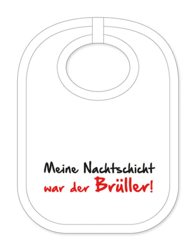 Babylätzli mit dem Spruch: Meine Nachtschicht war der Brüller. Lustiger Latz für Babys und Kleinkinder. Ein tolles Geschenk für Neugeborene, für Eltern oder einfach zur Geburt, auf den Geburtstag oder zu Weihnachten. Die Lätz