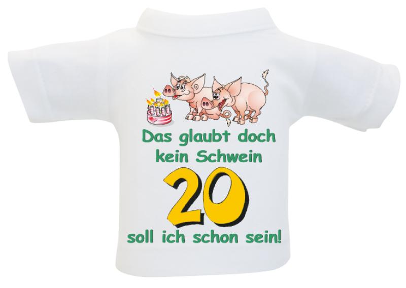 Kleines T-Shirt aus Baumwolle. Zum Umhängen an Flaschen oder Geschenke. Ideal für Geburtstag oder Jubiläum.