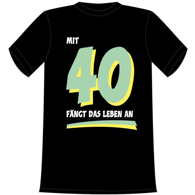 Mit 40 fängt das Leben an. Die lustigen und witzigen bedruckten T-Shirts sind ideal als witziges Geschenk. Kurzsarmshirt hergestellt aus 100% Baumwolle.