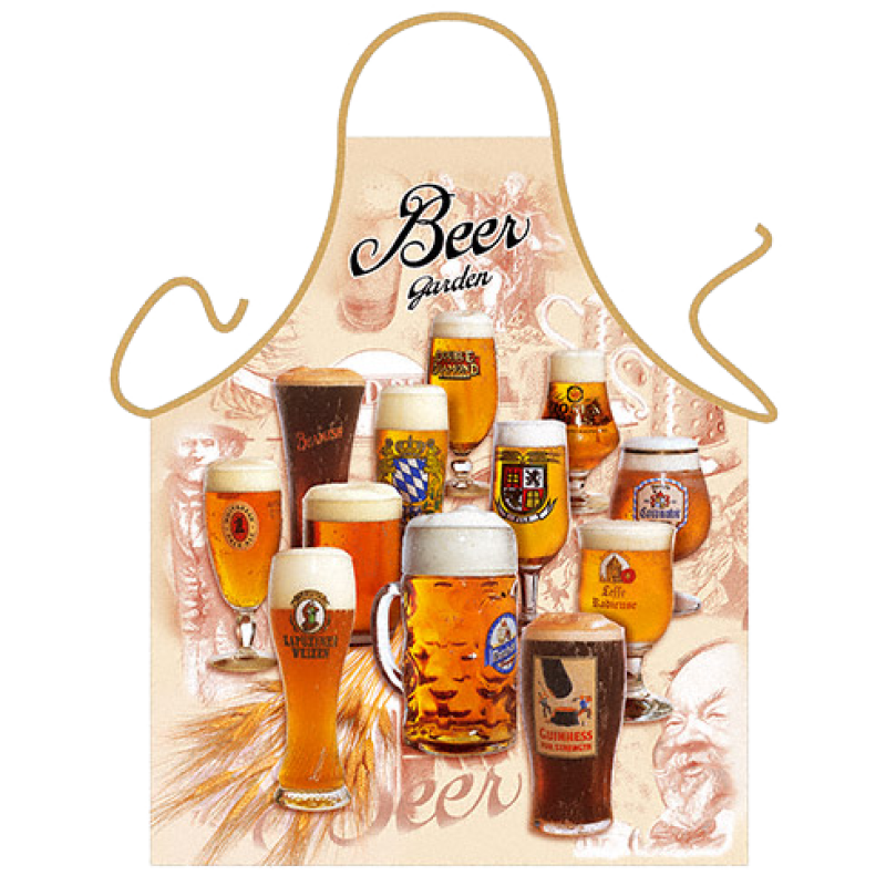 Beer Garden. Verschiedene Bier Sorten. Die lustige Kochschürze / Grillschürze. Ein Geschenk zum Geburtstag, zur Hochzeit (Braut und Bräutigam), Polterabend oder einfach als witziger Gag für die Party. Fun Schürze aus Polyester, me