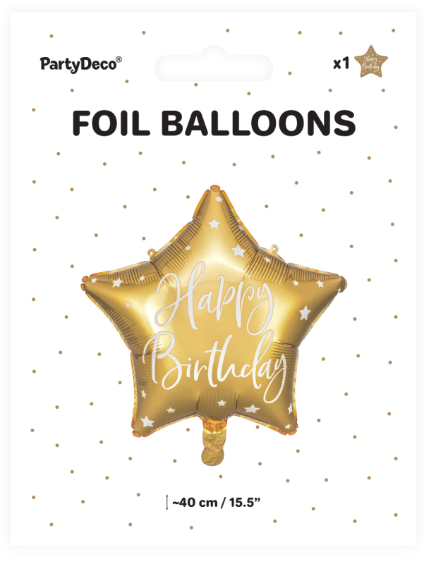 Folienballon Stern Happy Birthday gold (40 cm)