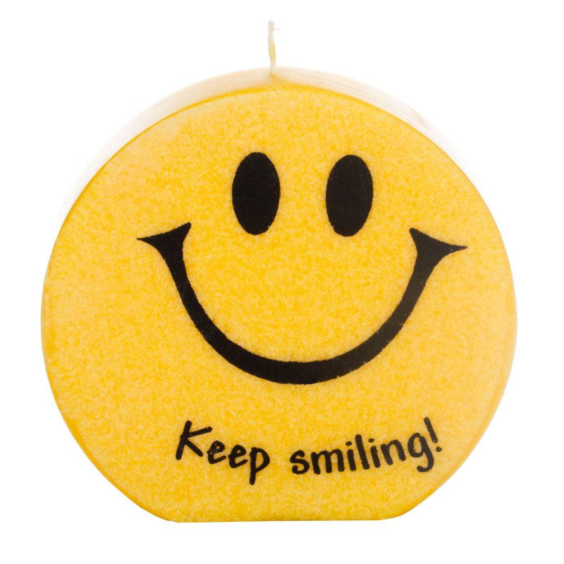 Keep Smiling – weil lachen gesund ist. Für ein besonders fröhliche Person. Die kleine runde Spruchkerze zum Verschenken. Ideal für ein kleines Geschenk zum Geburtstag oder für einen besonderen Anlass. Sag es mit einer besonderen Kerze. Das Kerzlein kann a