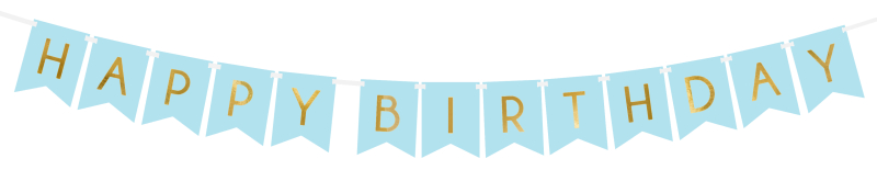 Wimpelkette Girlande zum Geburtstag. Eine Dekoration für das Geburtstagsfest. Eignet sich auch für eine Kinder Geburtstagsparty, oder als Deko für den 1. Geburtstag von einem Jungen. Höhe: 15 cm, Länge: 175 cm, Farbe: hellblau