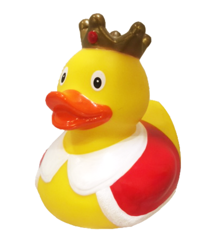 König Prinz King Badeente mit einer Krone. Nie mehr alleine baden und schwimmen. Mit dieser Quietscheente haben Sie in der Badewanne immer Gesellschaft. Schwimmt im Wasser. Die Gummiente ist ein tolles Geschenk für Erwachsene und Kinder. Auch als tolle De