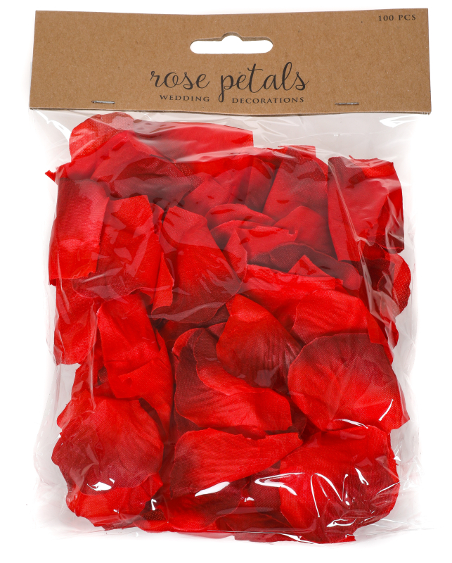 Rote Rosenblätter zum Verstreuen. Einfach verpackt in einem Plastikbeutel, ca. 100 Rosenblätter.  Ideal zur Dekoration bei der Hochzeit, Valentinstag, Muttertag, Hochzeitsantrag, Liebesurlaub, Liebesbeweis, vor der Badewanne oder für das Blumenmädchen / B