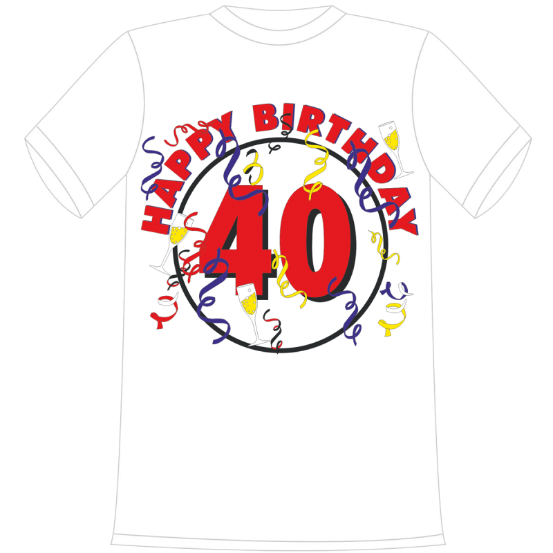 Happy Birthday zum 40. Geburtstag!  Mit 40 Jahren soll so richtig gefeiert werden. Der Jubilar soll ein passendes T-Shirt mit dem richtigen Spruch anziehen. Das bedruckte T-Shirt als witziges Geschenk für Männer und Frauen. Kurzsarmshirt hergestellt aus 1