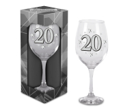 Happy Birthday zum 20. Geburtstag. Das grosse Weinglas oder Cocktailglas zum Geburtstag oder zum Jubiläum. Mit diesen Weingläsern feierst Du an der Geburtstagsparty stilgemäss und mit viel Glitzer und Glamour den runden Geburtstag. Das grosse Trinkglas is