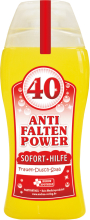 Anti Falten Power Soforthilfe. Das lustige Frauen Duschmittel zum 40. Geburtstag. Damit kann sich die Frau unter der Dusche einseifen. Die Shampoo Flasche ist meinem lustigen Spruch bedruckt. Ideal als witziges Geschenk für Frauen zum Geburtstag mit der Z