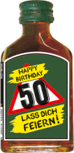 Happy Birthday zum 50. Geburtstag! Mit einem Likör Alkohl Shot lässt sich an der Geburtstagsparty gut anstossen. Das Schnäpsli eignet sich als Geschenk zum runden Geburtstag. Shötli Glasflasche (2 cl), Kräuterlikör 33% vol