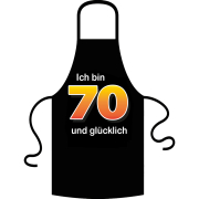 Die Kochschürze zum 70. Geburtstag. Die Küchenschürze mit dem Spruch: ICH BIN 70 Jahre…  Der Spruch unter der Zahl 70 kann aus verschiedenen Sprüchen ausgewählt werden. So wird die Schürze individuell für Frauen und Männer angepasst. Ein schönes Geschenk