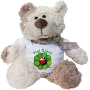 Viel Glück mit einem Glückskäfer. Felix ist der Bestseller. Der kuschelige Plüschbär ist richtig weich. Ein tolles Geschenk für jeden Anlass. Alle Teddybären tragen eine Schleife um den Hals. Dazu ein weisse Mini T-Shirt