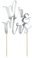 Mr & Mrs Tortenstecker. Der grosse Cake Topper zur Hochzeit. Der grosse goldige Schriftzug aus Karton kann man auf den Geburtstagskuchen oder die Geburtstagstorte stecken. Die Holz-Stecker sind inklusive, und können einfach in die Torte oder den Kuchen ge