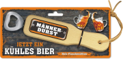 Männerdurst – jetzt ein kühles Bier.   Das lustige Männergeschenk aus Holz. Weil zu jeder Bierflasche braucht der Mann auch einen Öffner. Der Holz Flaschenöffner mit dem lustigen Spruch gibt es in verschiedenen witzigen Motiven. Der Bieröffner ist auf ein