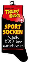 Spasssocken mit dem Spruch Sportsocken nach 100 km wechseln. Einheitsgrösse (41 – 46). Optimal als Geschenk für jeden Anlass.<br /><br /> 