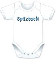 Kurzarm Babybody mit dem Spruch: Spitzbueb. Die grosse Show der herzigen Babybodies. Die Strampler mit den lustigen Sprüchen. Das finden nicht nur die Kleinkinder lustig, sondern vor allem auch die Erwachsenen haben an diesem Geschenk viel Freude. Mi