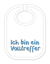 Babylätzli mit dem Spruch: Ich bin ein Volltreffer. Lustiger Latz für Babys und Kleinkinder. Ein tolles Geschenk für Neugeborene, für Eltern oder einfach zur Geburt, auf den Geburtstag oder zu Weihnachten. Die Lätze für Babie