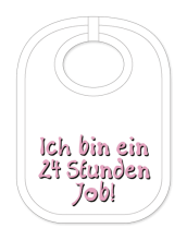 Babylätzli mit dem Spruch: Ich bin ein 24 Stunden Job. Lustiger Latz für Babys und Kleinkinder. Ein tolles Geschenk für Neugeborene, für Eltern oder einfach zur Geburt, auf den Geburtstag oder zu Weihnachten. Die Lätze für Ba