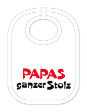 Babylätzli mit dem Spruch: Papas ganzer Stolz. Lustiger Latz für Babys und Kleinkinder. Ein tolles Geschenk für Neugeborene, für Eltern oder einfach zur Geburt, auf den Geburtstag oder zu Weihnachten. Die Lätze für Babies sin