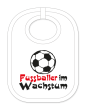 Babylätzli mit dem Spruch: Fussballer im Wachstum. Lustiger Latz für Babys und Kleinkinder. Ein tolles Geschenk für Neugeborene, für Eltern oder einfach zur Geburt, auf den Geburtstag oder zu Weihnachten. Die Lätze für Babies