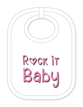 Babylätzli mit dem Spruch: Rock it Baby. Lustiger Latz für Babys und Kleinkinder. Ein tolles Geschenk für Neugeborene, für Eltern oder einfach zur Geburt, auf den Geburtstag oder zu Weihnachten. Die Lätze für Babies sind aus