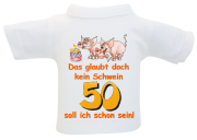 Kleines T-Shirt aus Baumwolle. Zum Umhängen an Flaschen oder Geschenke. Ideal für Geburtstag oder Jubiläum.