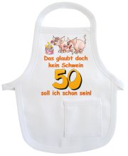 Kleine Schürze aus Baumwolle. Zum Umhängen an Flaschen oder Geschenke. Ideal für Geburtstag oder Jubiläum.