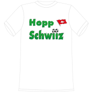 Hopp Schwiiz Schweiz Fussball. Die lustigen und witzigen bedruckten T-Shirts sind ideal als witziges Geschenk. Funshirt hergestellt aus 100% Baumwolle.