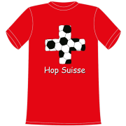 Hop Suisse football francais. Die lustigen und witzigen bedruckten T-Shirts sind ideal als witziges Geschenk. Funshirt hergestellt aus 100% Baumwolle.