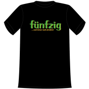 Fünfzig und immer noch attraktiv. Geschenk für 50. Geburtstag. Die lustigen und witzigen bedruckten T-Shirts sind ideal als witziges Geschenk. Kurzsarmshirt hergestellt aus 100% Baumwolle.