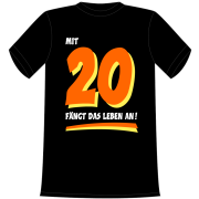 Mit 20 fängt das Leben an. Die lustigen und witzigen bedruckten T-Shirts sind ideal als witziges Geschenk. Kurzsarmshirt hergestellt aus 100% Baumwolle.