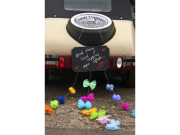 Autoschild mit Tüll Pompoms