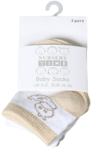 Socken für das neugeborene Baby. Die kleinen Babysöckli sind herzig und ein ideales Geschenk zur Geburt. 3 Paar Socken, unterschiedliche Designs, alle in den Farbkkombination beige, weiss, grau. Die Socken sind auch ideal als Zubehör und Dekoration für Wi