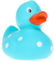 Badeente türkis grün. Die lustigen Badeenten mit Tupfen. Die Punkte auf der Quietscheente sind exklusiv nur in unserem Onlineshop erhältlich. Lassen Sie die Enten in der Badewanne oder Pool schwimmen. Oder einfach als Dekoration im Badezimmer aufstellen. 