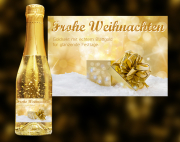 Frohe Weihnachten. Der exklusive Sekt mit Blattgold. <span>Ein einzigartiges weinhaltiges Prosecco Getränk mit einer leichten Pfirsich-Note. </span>Der Goldsekt wird in Österreich produziert, komponiert aus den beiden Weinen Grüne