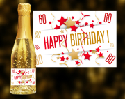 Happy Birthday, 60. Geburtstag. Der exklusive Sekt mit Blattgold. <span>Ein einzigartiges weinhaltiges Prosecco Getränk mit einer leichten Pfirsich-Note. </span>Der Goldsekt wird in Österreich produziert, komponiert aus den beiden Wein