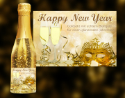 Happy New Year. Der exklusive Sekt mit Blattgold. <span>Ein einzigartiges weinhaltiges Prosecco Getränk mit einer leichten Pfirsich-Note. </span>Der Goldsekt wird in Österreich produziert, komponiert aus den beiden Weinen Grüner V